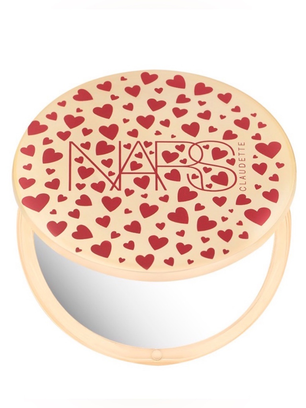 NARS Gold with Red Heart Design Double Mirror Compact
